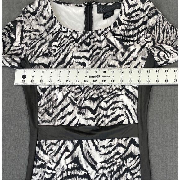 Zebra Print Bodycon Dress Kardashian Kollection Women M Black White Bold Glam - Picture 7 of 14